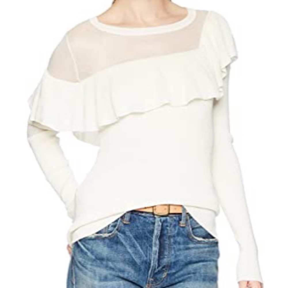Cable Stitch Asymmetrical Ruffle Sweater XL - Picture 2 of 5